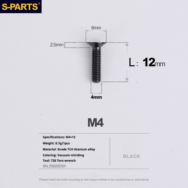 Tornillos de titanio de cabeza avellanada serie M4 L08-45 mm de SPARTS
