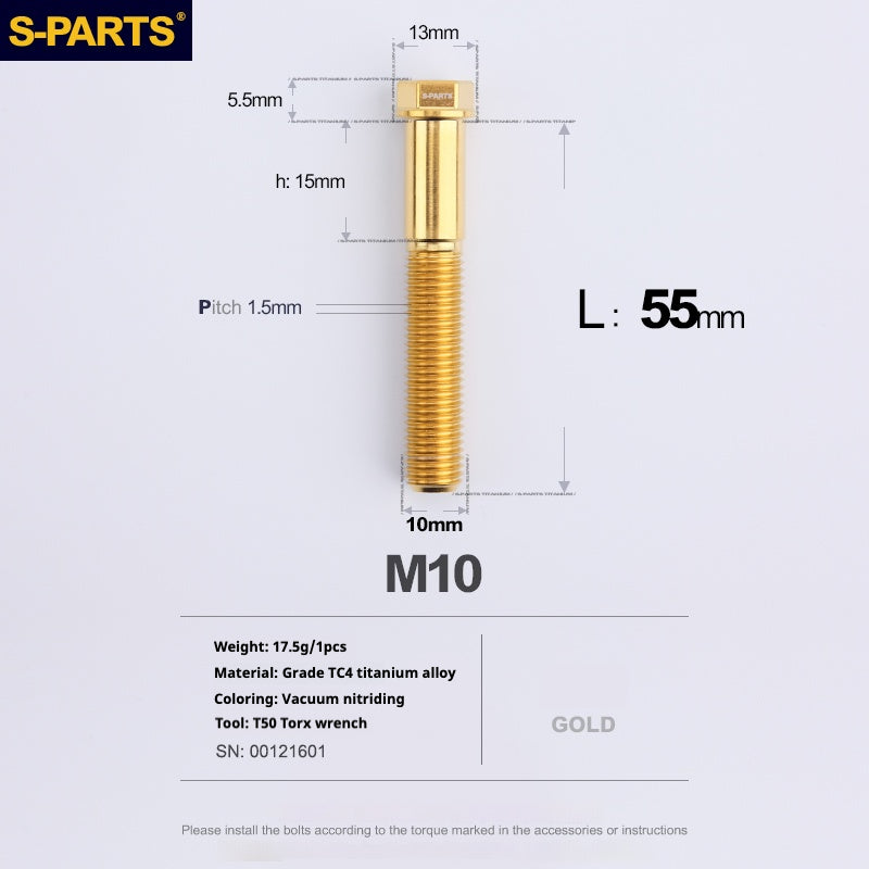 Viss en titane SPARTS série A3 M10 L20-60mm D13 P1.5-P1.25 pour moto et voiture