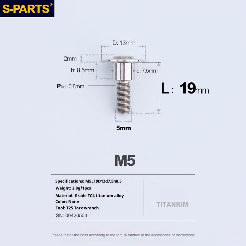 SPARTS A3 Umbrella Head Step Series M5 Titanium Color Titanium Screws Motorcycle Auto