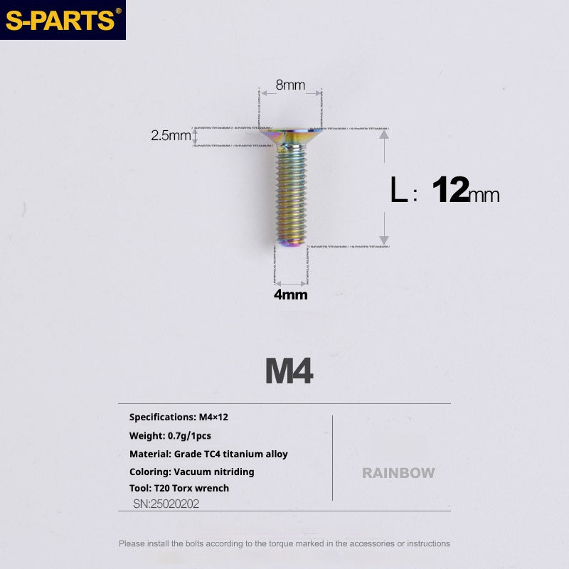 Tornillos de titanio de cabeza avellanada serie M4 L08-45 mm de SPARTS