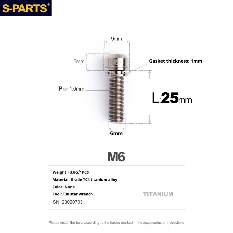 Viss en titane SPARTS A2 Series M6 L10-55mm