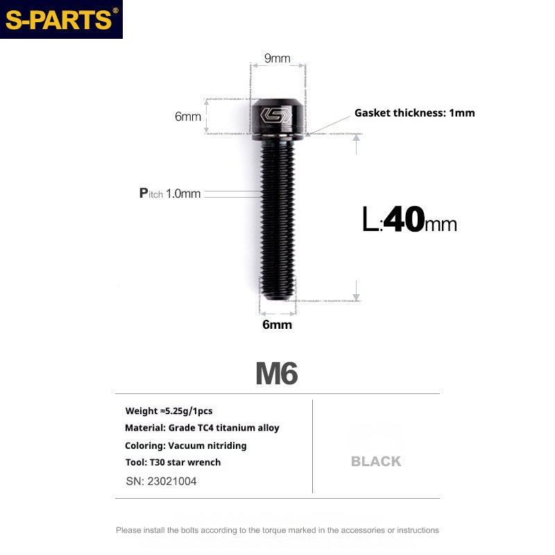 Viss en titane SPARTS A2 Series M6 L10-55mm