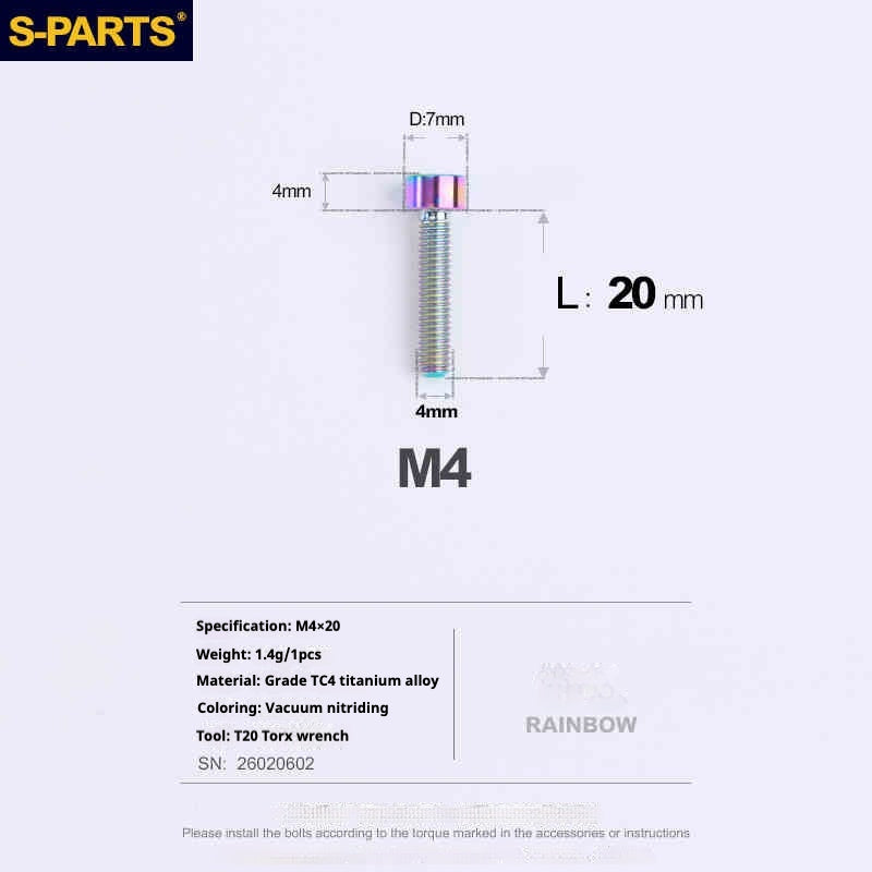 SPARTS 원통머리 시리즈 M4 L06-50mm 티타늄 나사