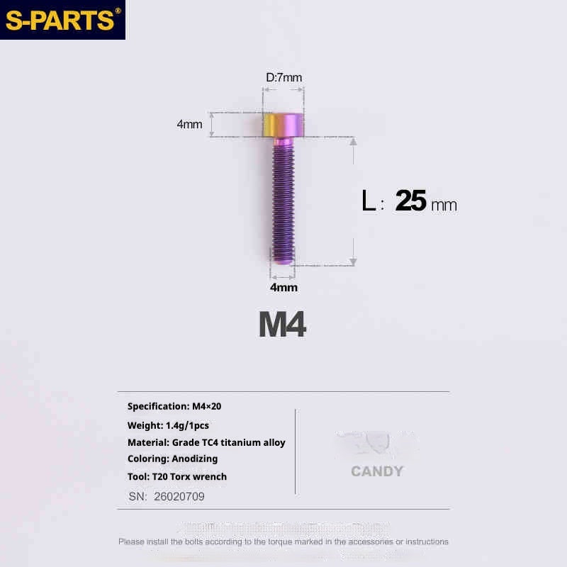 SPARTS 원통머리 시리즈 M4 L06-50mm 티타늄 나사