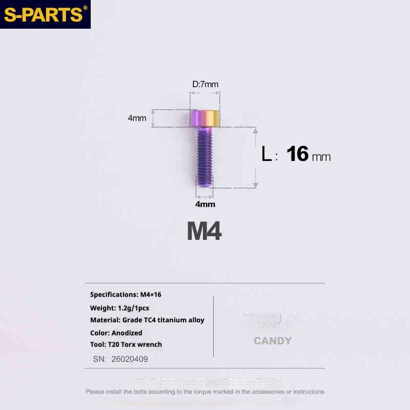 SPARTS 원통머리 시리즈 M4 L06-50mm 티타늄 나사