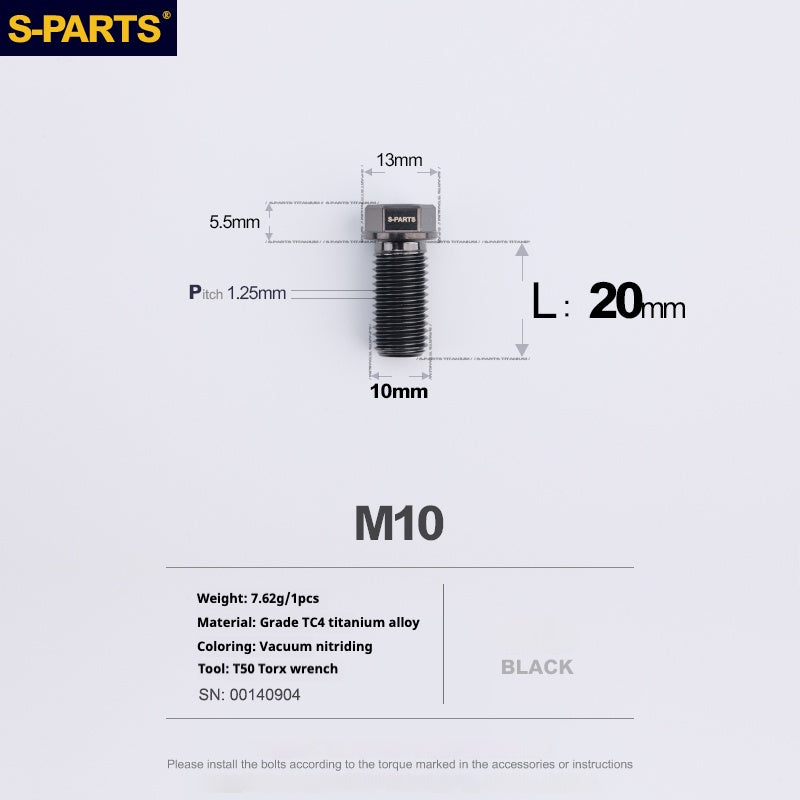 Viss en titane SPARTS série A3 M10 L20-60mm D13 P1.5-P1.25 pour moto et voiture