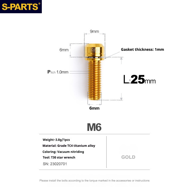 Viss en titane SPARTS A2 Series M6 L10-55mm