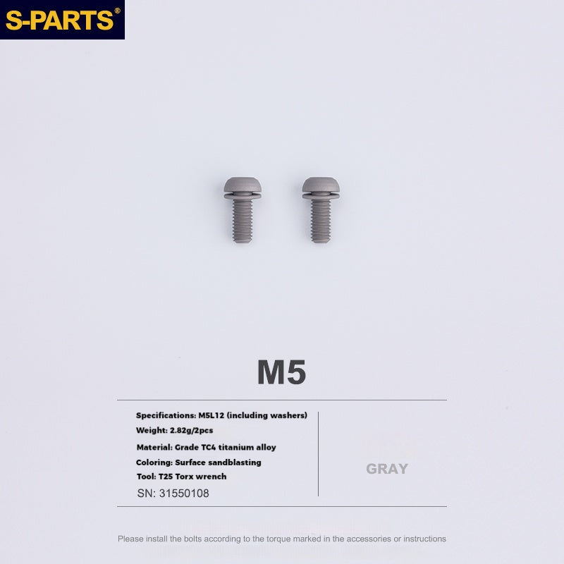 S-PARTS 티타늄 합금 물병 케이지 나사 - 초경량, 중공, 평두, 대구경, 로드·산악·폴딩 자전거용