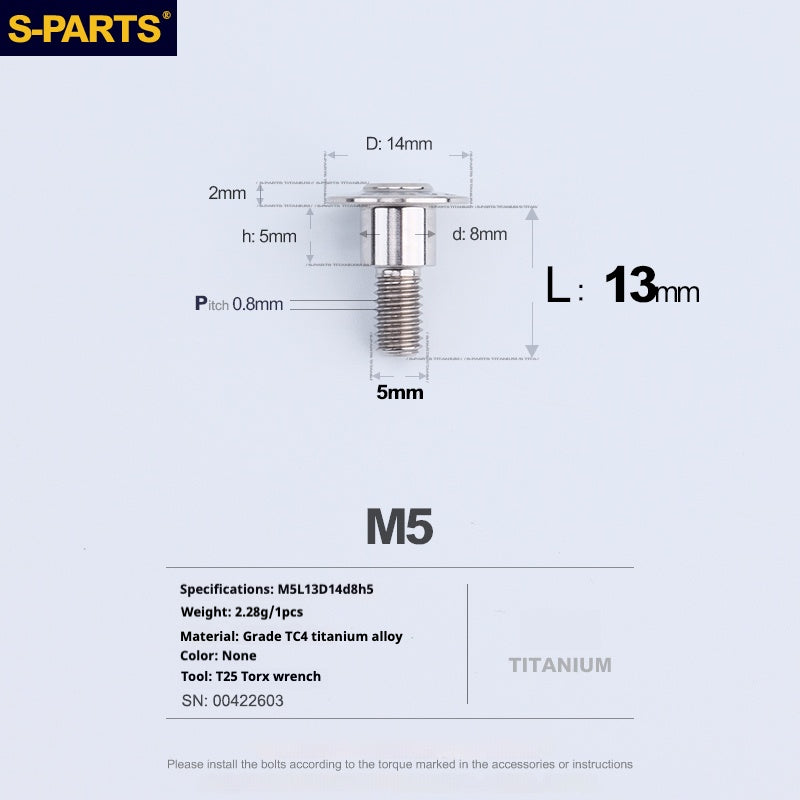 SPARTS A3 Umbrella Head Step Series M5 Titanium Color Titanium Screws Motorcycle Auto