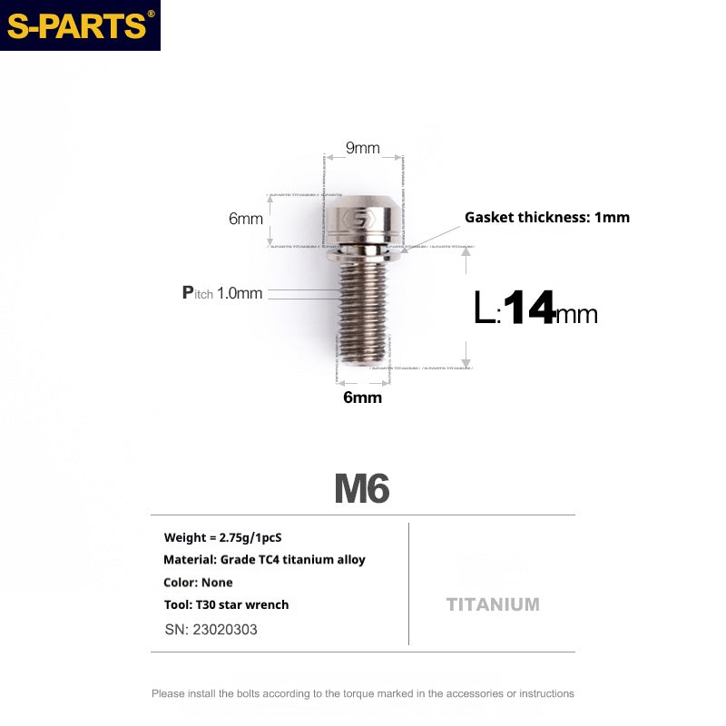 Viss en titane SPARTS A2 Series M6 L10-55mm