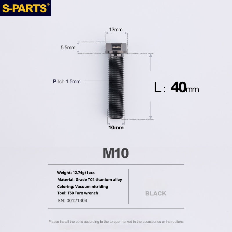 Viss en titane SPARTS série A3 M10 L20-60mm D13 P1.5-P1.25 pour moto et voiture