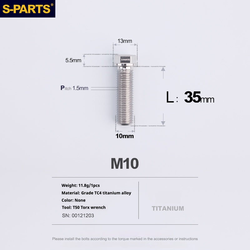Viss en titane SPARTS série A3 M10 L20-60mm D13 P1.5-P1.25 pour moto et voiture