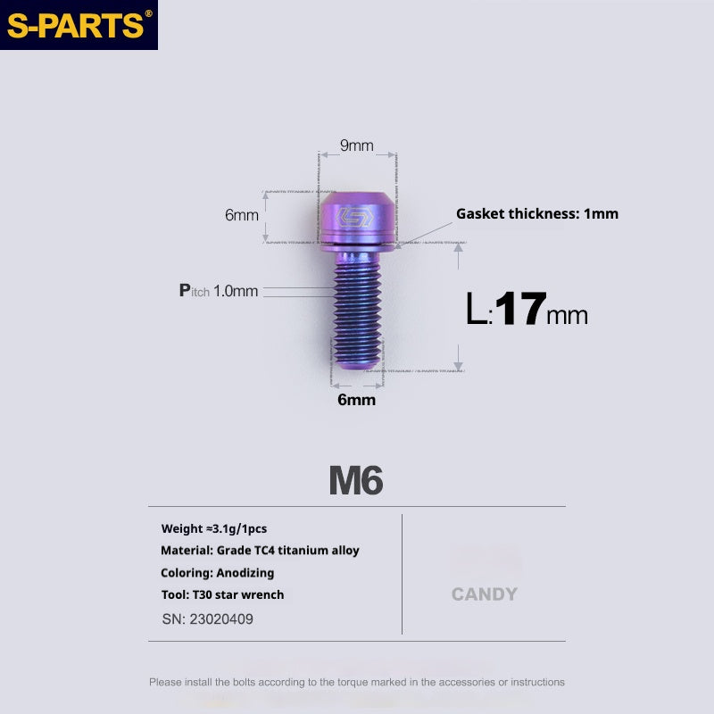 Viss en titane SPARTS A2 Series M6 L10-55mm