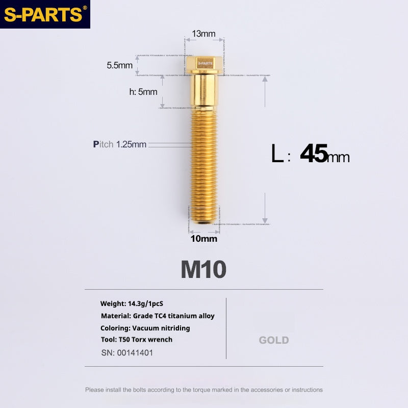 Viss en titane SPARTS série A3 M10 L20-60mm D13 P1.5-P1.25 pour moto et voiture