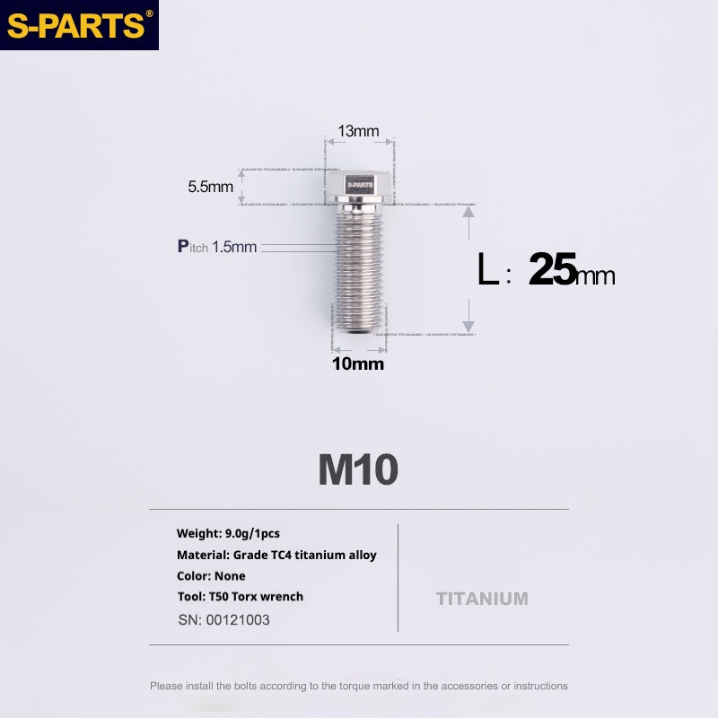 Viss en titane SPARTS série A3 M10 L20-60mm D13 P1.5-P1.25 pour moto et voiture