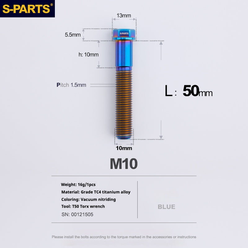 Viss en titane SPARTS série A3 M10 L20-60mm D13 P1.5-P1.25 pour moto et voiture