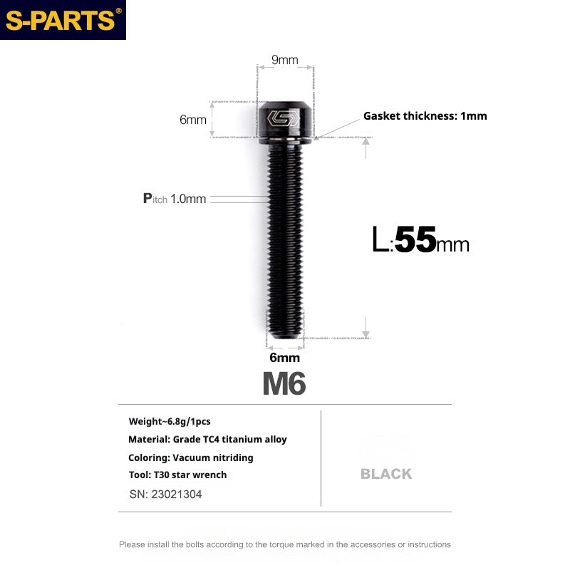 Viss en titane SPARTS A2 Series M6 L10-55mm