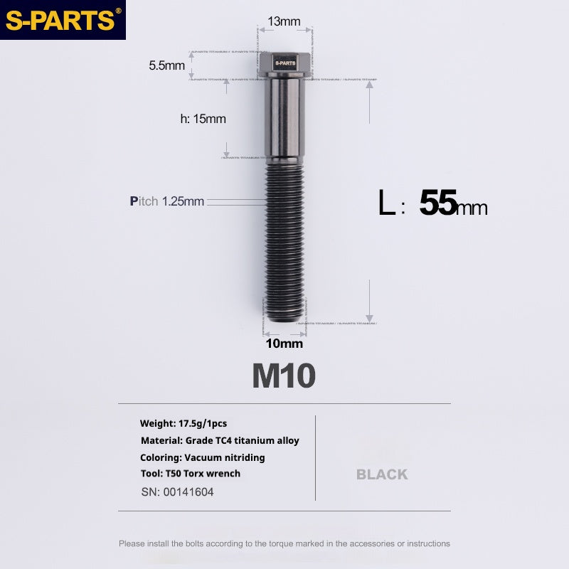 Viss en titane SPARTS série A3 M10 L20-60mm D13 P1.5-P1.25 pour moto et voiture