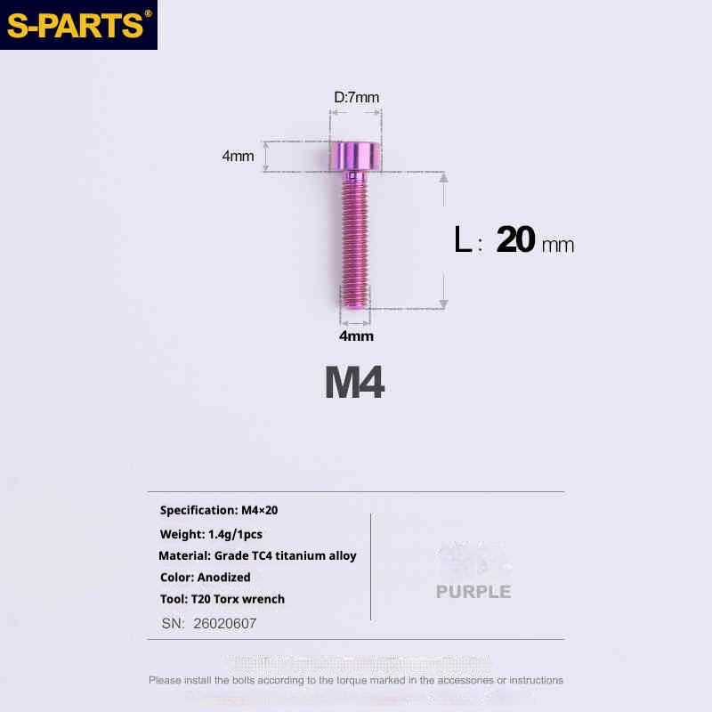SPARTS 원통머리 시리즈 M4 L06-50mm 티타늄 나사