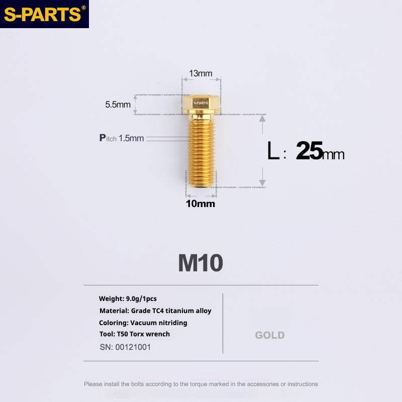 Viss en titane SPARTS série A3 M10 L20-60mm D13 P1.5-P1.25 pour moto et voiture