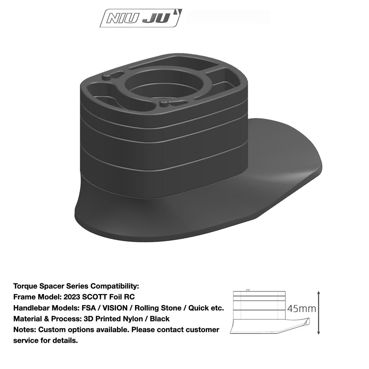 NIUJU Custom Headset Spacer for 2023 SCOTT Foil RC – EXS / FSA Integrated Handlebar Compatible