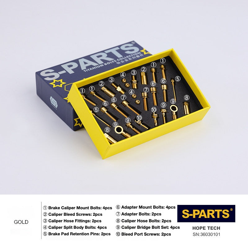 S-PARTS Titanium Brake Bolt Kit for HOPE V4 / TECH / RACE / TRAIL / ZONE | Ultra-Light MTB Brake Hardware