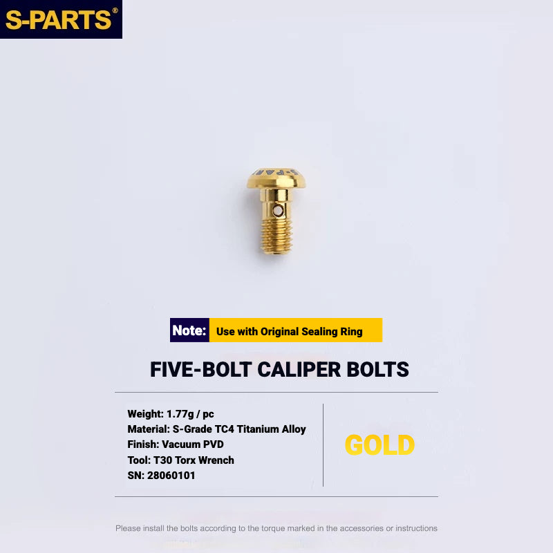 S-PARTS TC4 Titanium Disc Brake Caliper Bolts for Shimano SLX M7100 / XT M8100 M8120 / XTR M9120