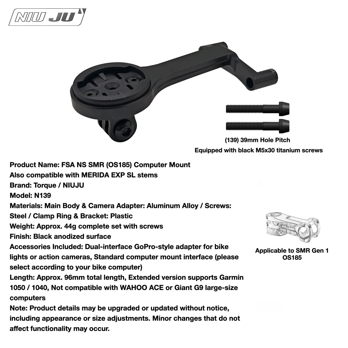MERIDA REACTO FSA SMR / SMR II Aero Computer Mount