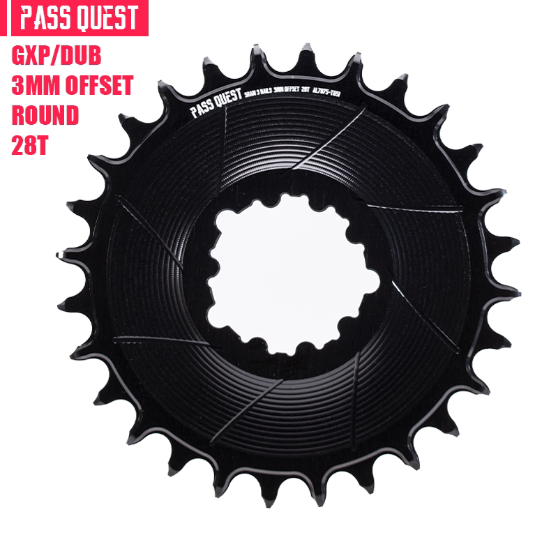 PASS QUEST 3-Bolt Direct Mount MTB Chainring for SRAM | 3mm Offset Narrow Wide 28T–38T