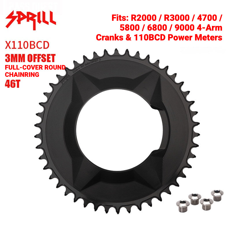 SPRILL X110 3-S 110BCD 4-Bolt Hidden-Bolt Narrow-Wide Chainring | 3mm Offset 46T–58T