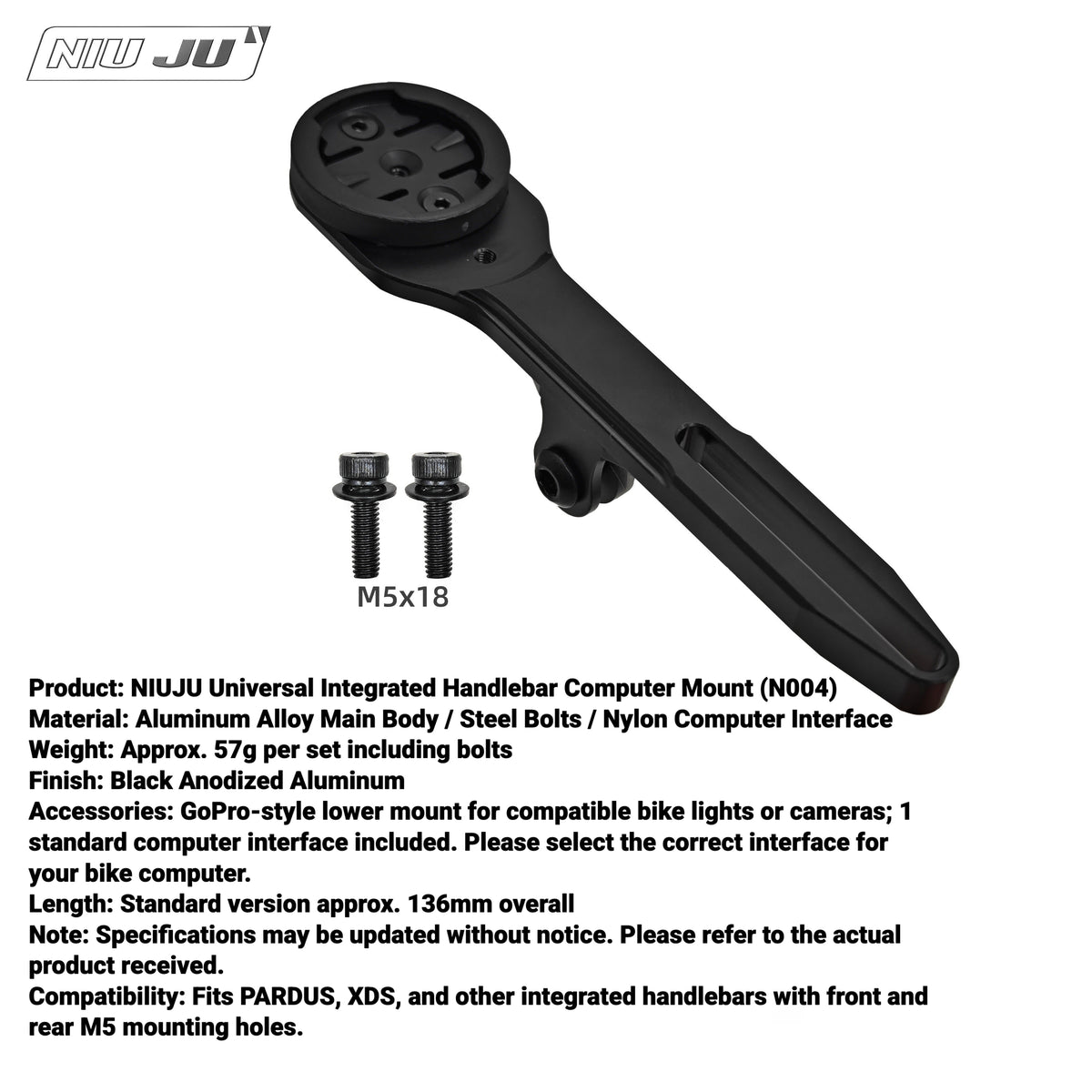 NIUJU Computer Mount for XDS / PARDUS / X-LAB Integrated Handlebar | Garmin Wahoo Extension Mount