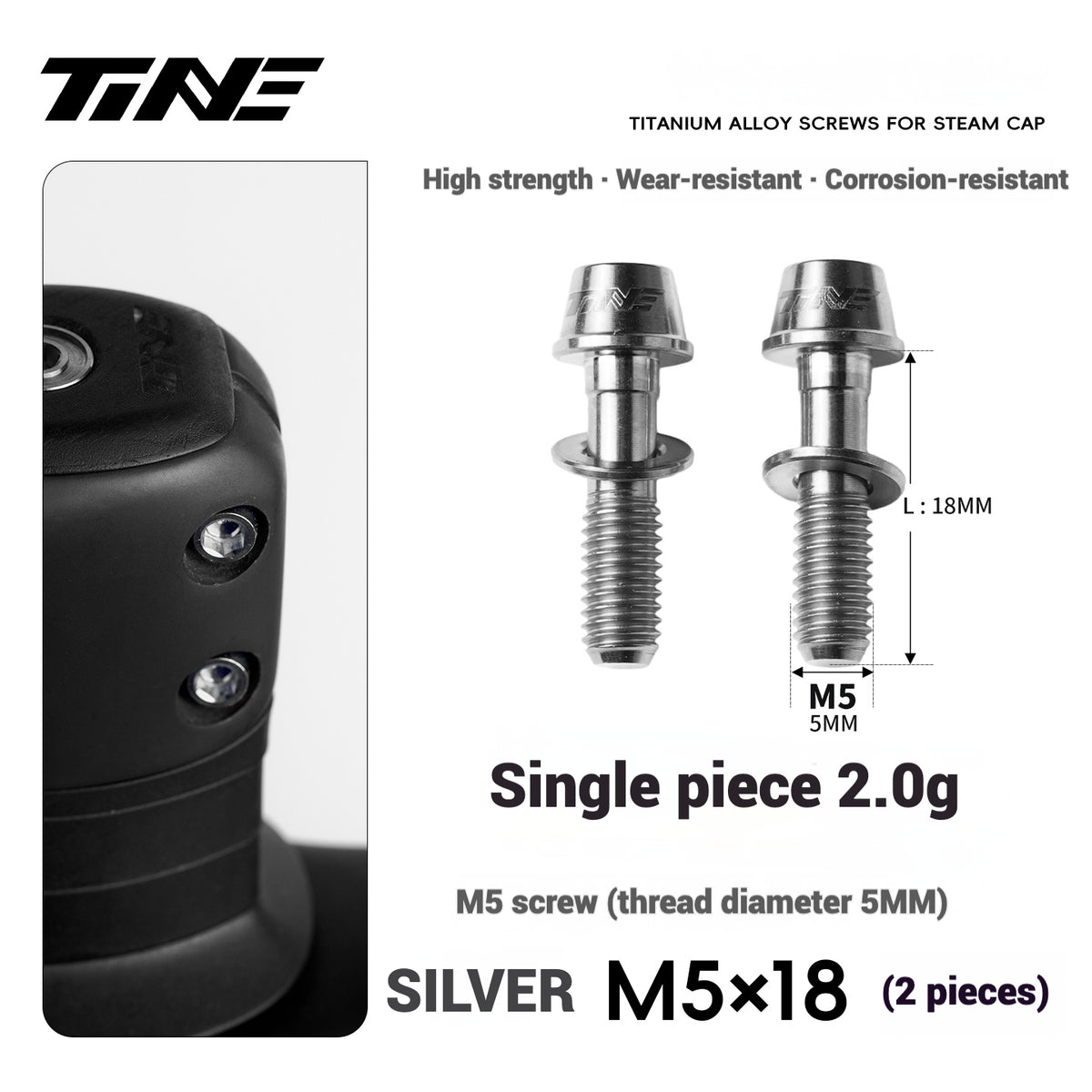 TiNE Titanium Alloy Handlebar Clamp Bolt Kit for Specialized Roval Rapide | M5×18mm Stem Lock Set