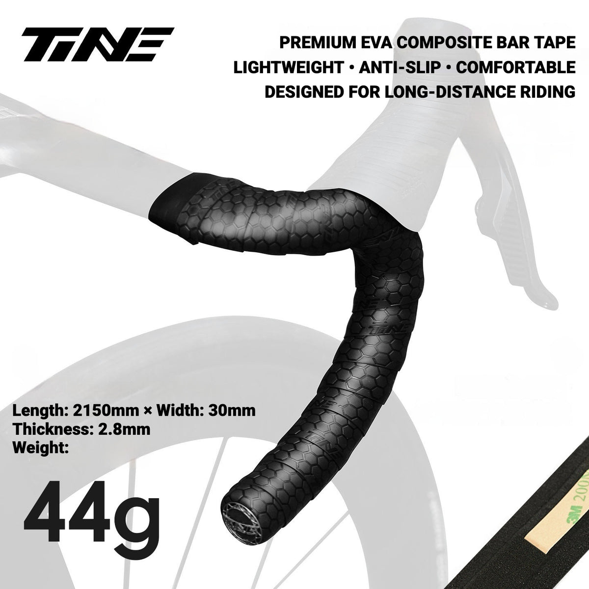 TiNE Ultra-Light Honeycomb Road Bike Handlebar Tape – Anti-Slip, Sweat Absorbing & Shock Absorbing 44g