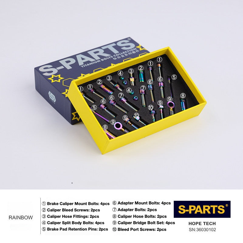 S-PARTS Titanium Brake Bolt Kit for HOPE V4 / TECH / RACE / TRAIL / ZONE | Ultra-Light MTB Brake Hardware