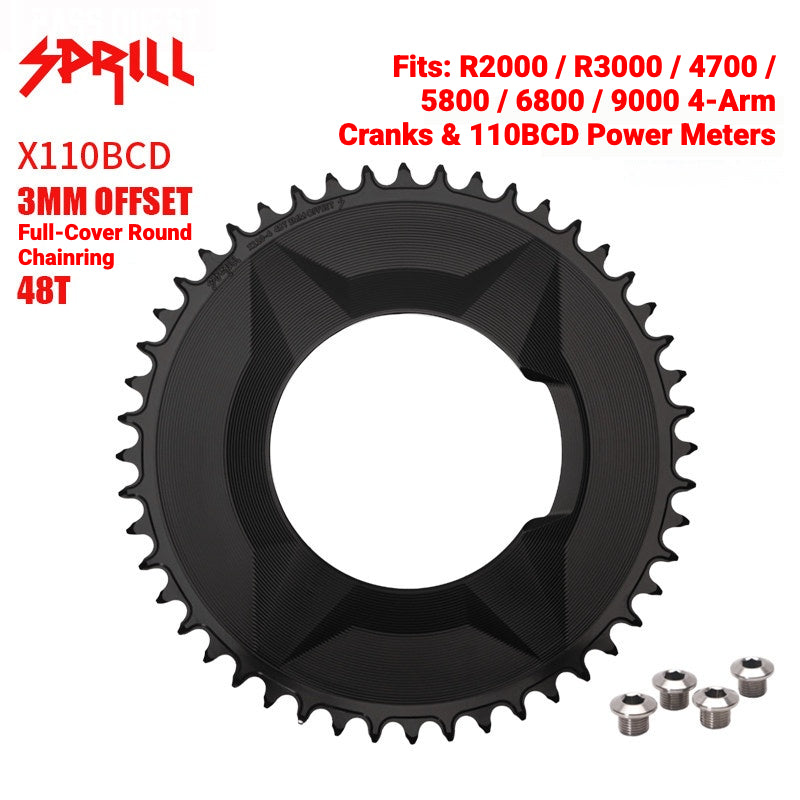 SPRILL X110 3-S 110BCD 4-Bolt Hidden-Bolt Narrow-Wide Chainring | 3mm Offset 46T–58T