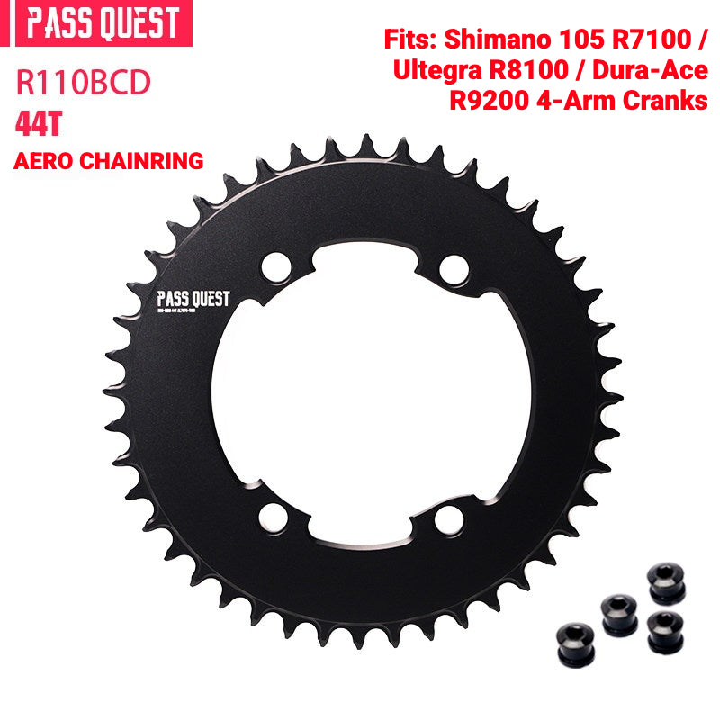 PASS QUEST 110BCD Narrow-Wide Chainring for Shimano R7100 / R8100 / R9200 | Full-Profile 44T–60T
