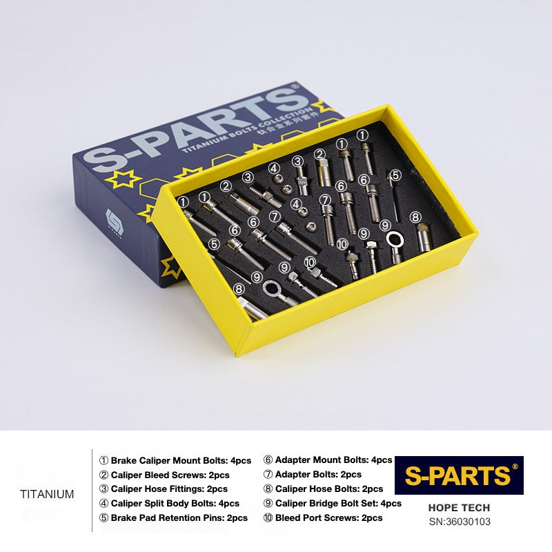 S-PARTS Titanium Brake Bolt Kit for HOPE V4 / TECH / RACE / TRAIL / ZONE | Ultra-Light MTB Brake Hardware