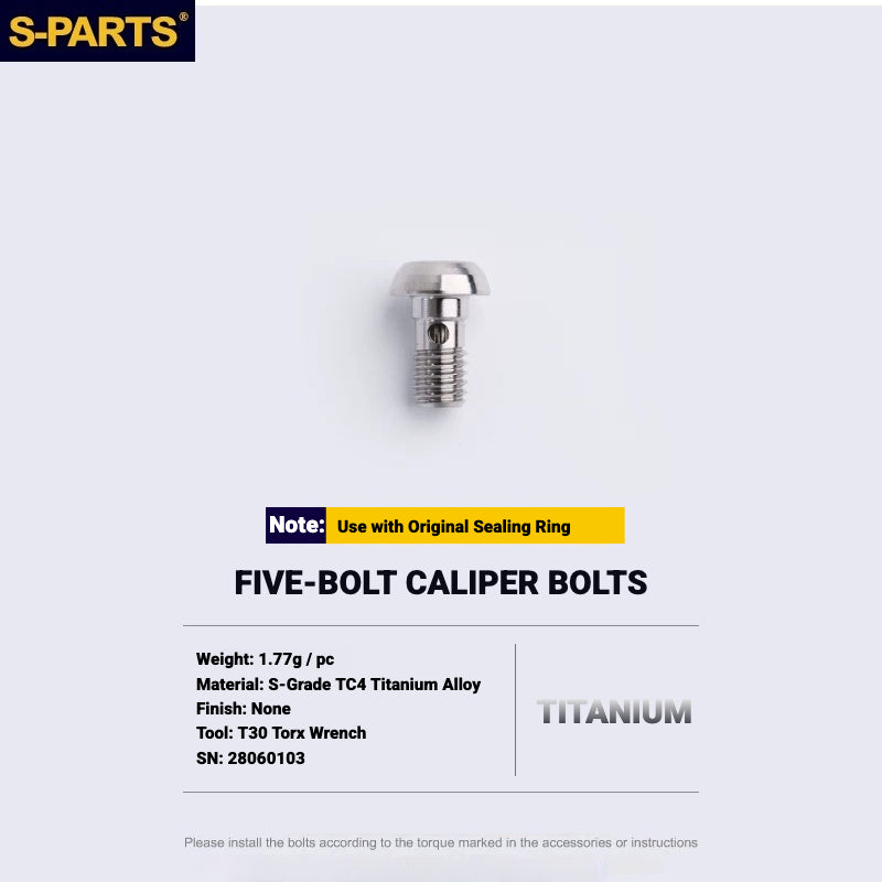 S-PARTS TC4 Titanium Disc Brake Caliper Bolts for Shimano SLX M7100 / XT M8100 M8120 / XTR M9120