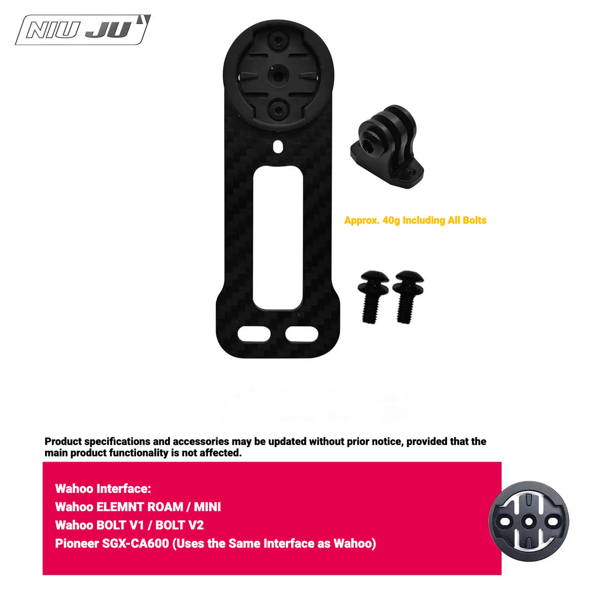 NIUJU CNC Aluminum Computer Mount for 2021 JAVA J-AIR FUOCO DECA Carbon Integrated Handlebar | Garmin Wahoo