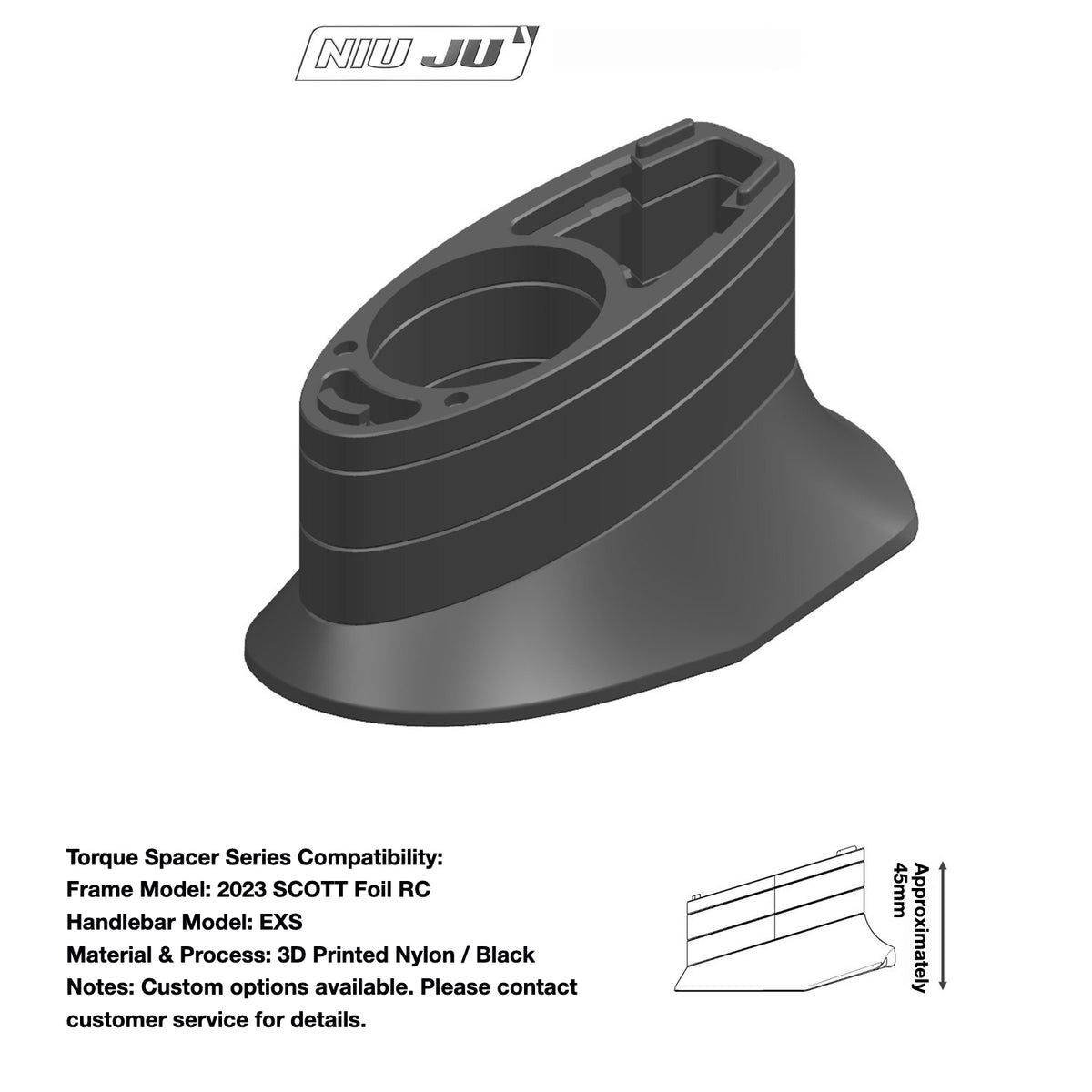 NIUJU Custom Headset Spacer for 2023 SCOTT Foil RC – EXS / FSA Integrated Handlebar Compatible