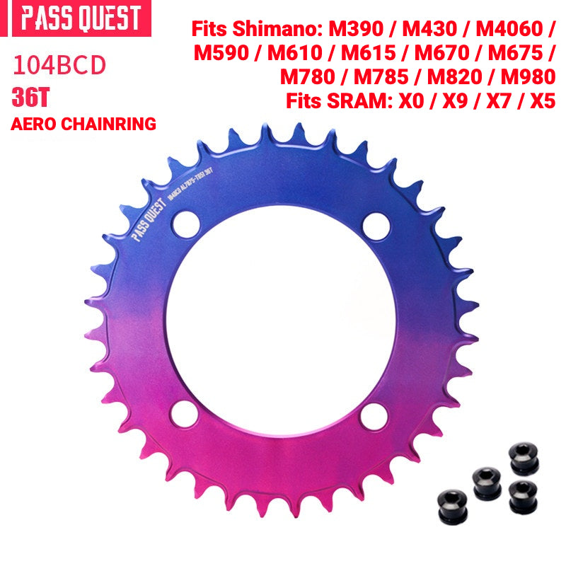 PASS QUEST 104BCD Full-Profile Narrow-Wide Chainring | Shimano XT / SLX 1x MTB 32T–40T