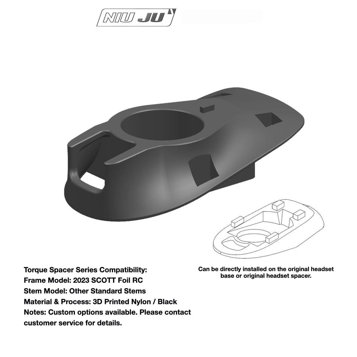 NIUJU Custom Headset Spacer for 2023 SCOTT Foil RC – EXS / FSA Integrated Handlebar Compatible