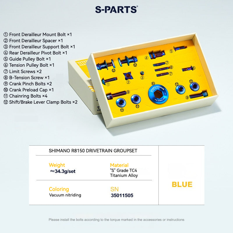 Shimano Road Titanium Bolt Kit – S-PARTS Drivetrain Screws for R8050 / R8150 / R9250