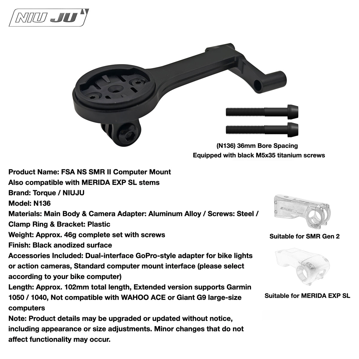 MERIDA REACTO FSA SMR / SMR II Aero Computer Mount
