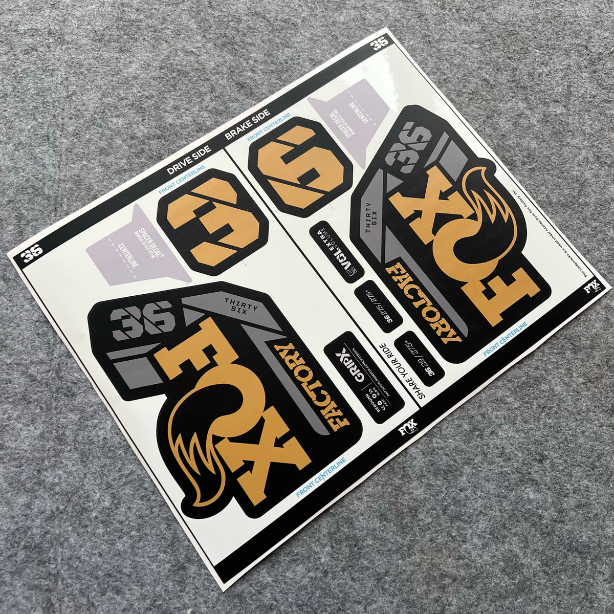 Kit de décalcomanies personnalisé pour fourche FOX 36 FACTORY 2025 | Autocollants VTT imperméables et résistants aux rayures | GRIP X
