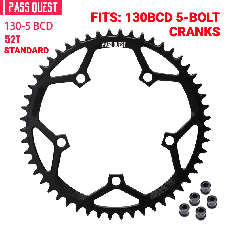 PASS QUEST 130BCD 5-Bolt Narrow-Wide Chainring | Road & Folding Bike 1x 40T–58T