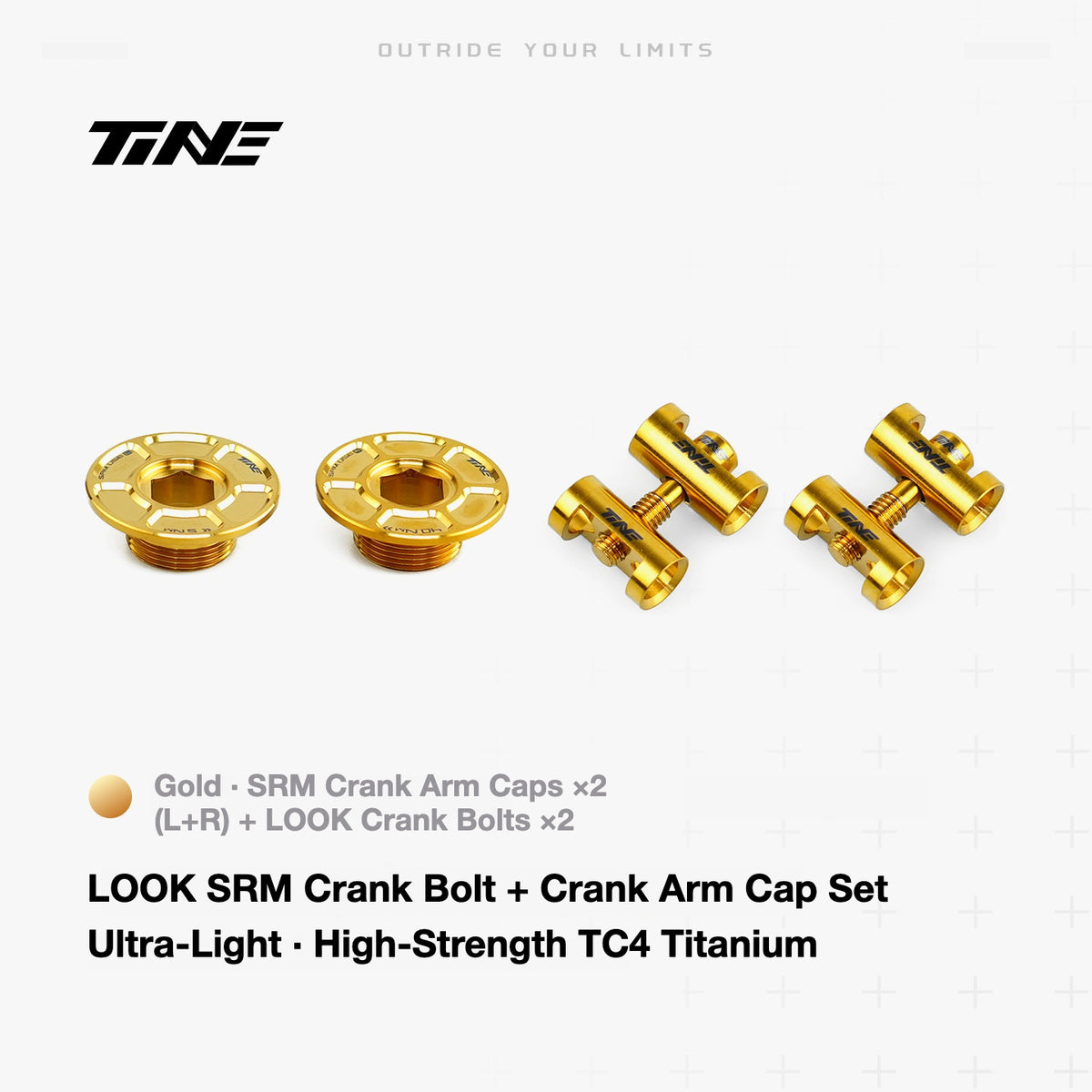 TiNE Ultra-Light Titanium Crank Arm Cap & Locking Bolt Set – THM / SRM Compatible