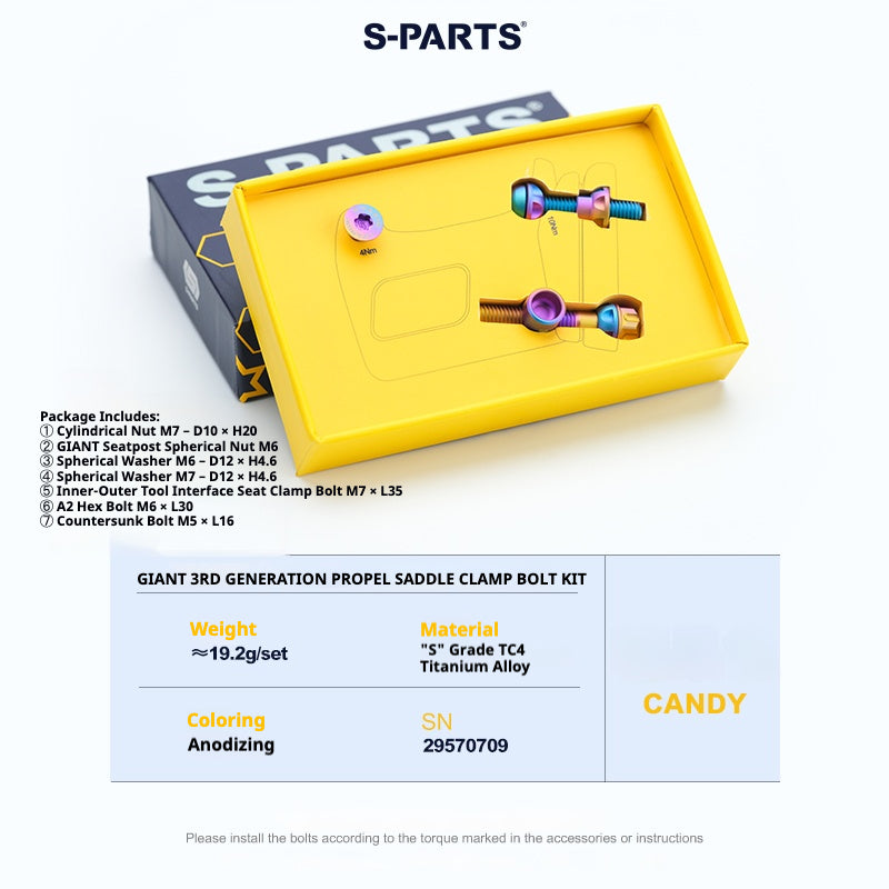S-PARTS 티타늄 시트포스트 클램프 볼트 키트 for GIANT TCR / PROPEL / DEFY
