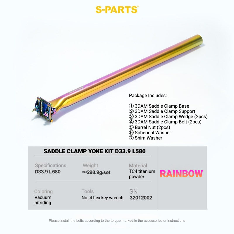 S-PARTS 3DAM Titanium Saddle Clamp Yoke Kit – Lightweight 3D Printed Titanium Upgrade