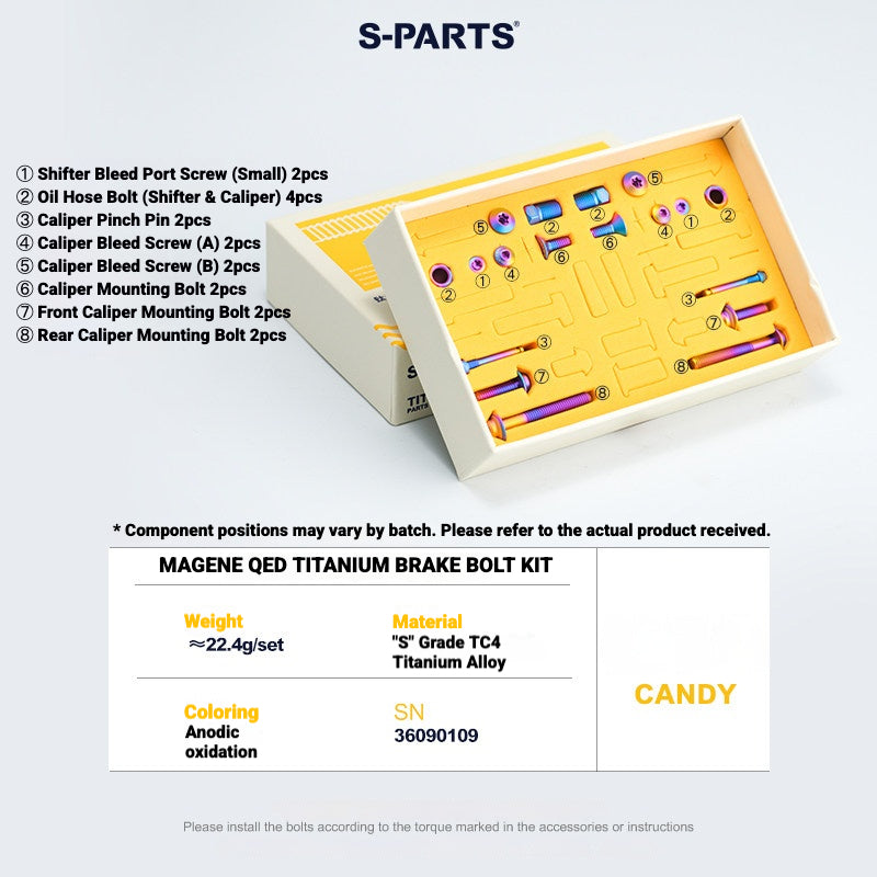 S-PARTS Titanium Disc Brake Bolt Kit for MAGENE QED Hydraulic Brake System